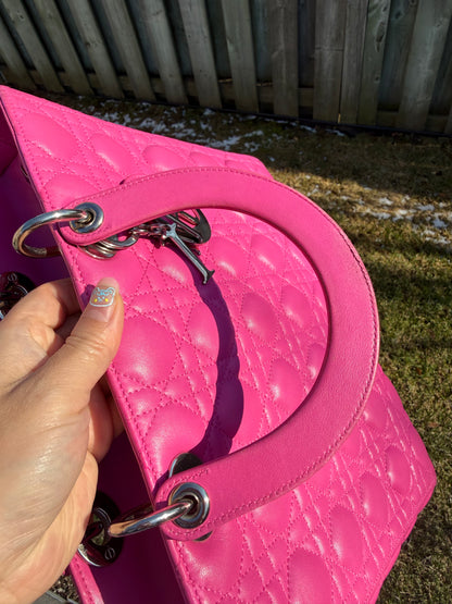 DIOR Lambskin Large Lady Dior Hot Pink