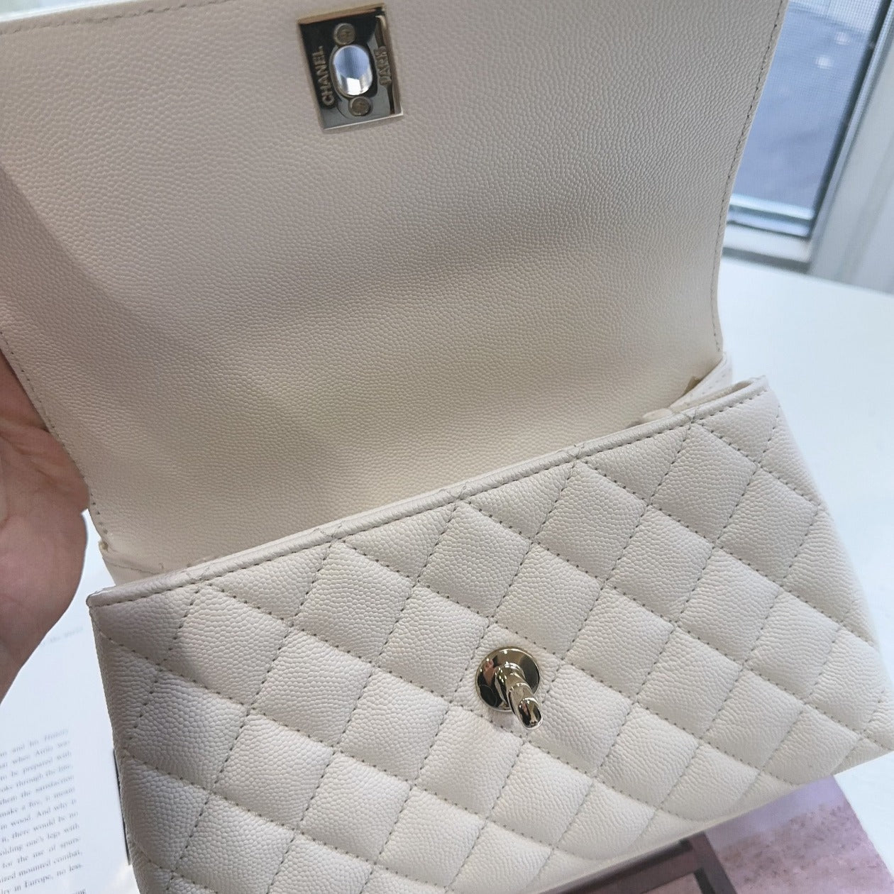 Chanel Mini Coco Handle Caviar Bag White New