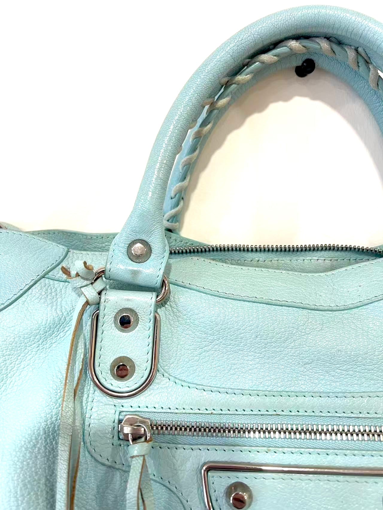 Balenciaga Metallic Edge Hardware City Bleu Azur