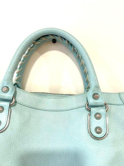 Balenciaga Metallic Edge Hardware City Bleu Azur