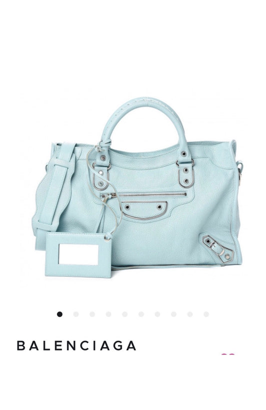 Balenciaga Metallic Edge Hardware City Bleu Azur