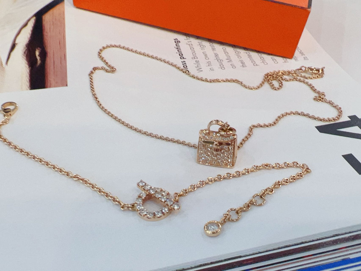 Hermes 18k Rose Gold And Diamond Birkin Pendant