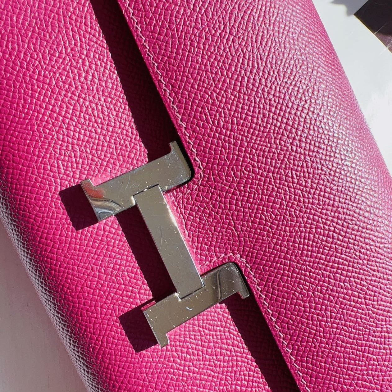 Hermes Epsom Evercolor Constance Long Wallet Rose Pourpre