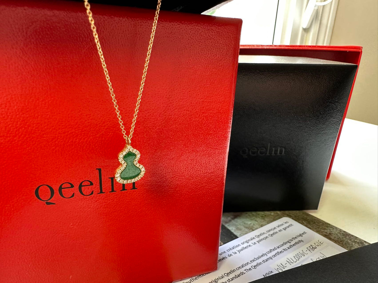 Qeelin Petite Wulu Jade & Diamond Necklace New