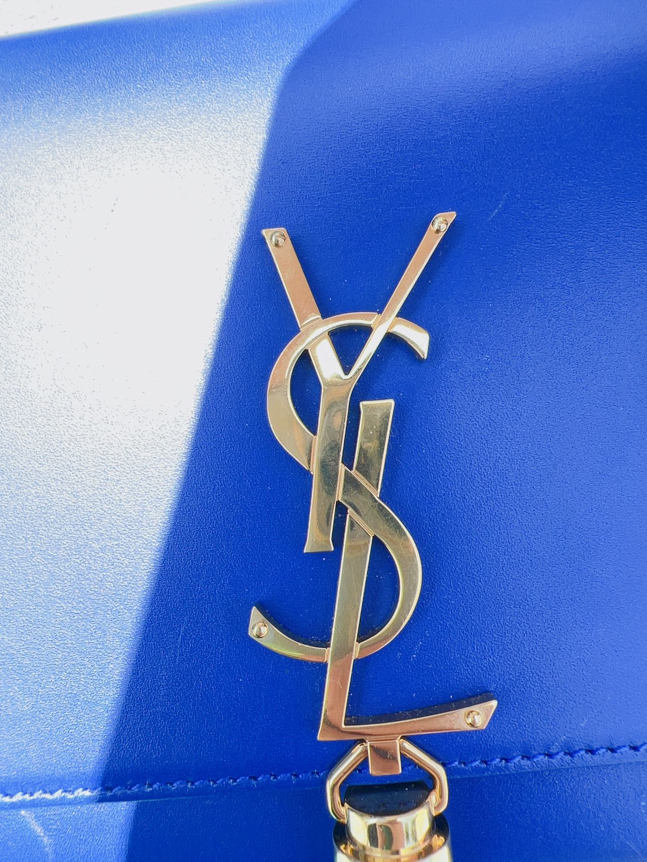 Saint Laurent Smooth Calfskin Medium Classic Monogram Kate Tassel Satchel Blue