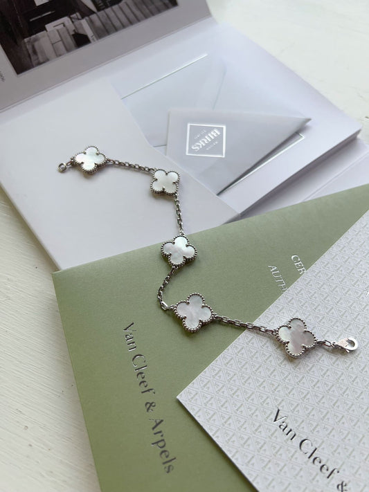 Vintage Alhambra bracelet, 5 motifs 18K White Gold 2023