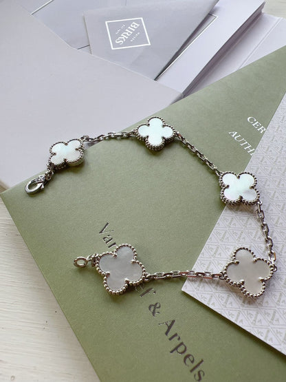 Vintage Alhambra bracelet, 5 motifs 18K White Gold 2023