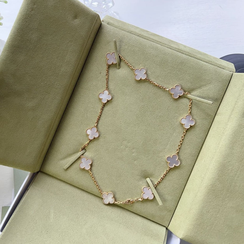 Van Cleef & Arpels Mother of Pearl Vintage Alhambra 10 Motifs Necklace