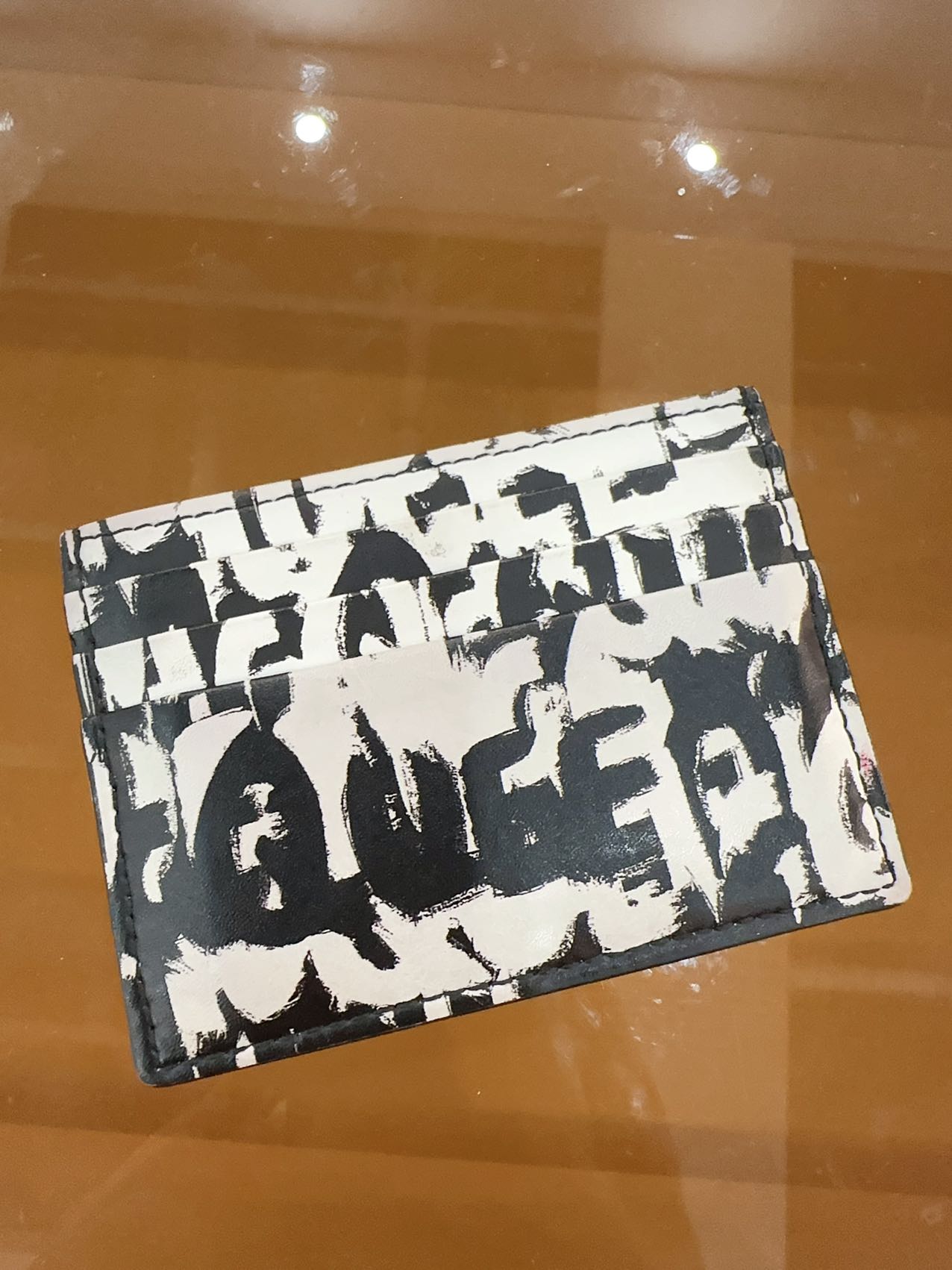 Alexander McQueen Card Holder Graffiti Logo-Print Leather