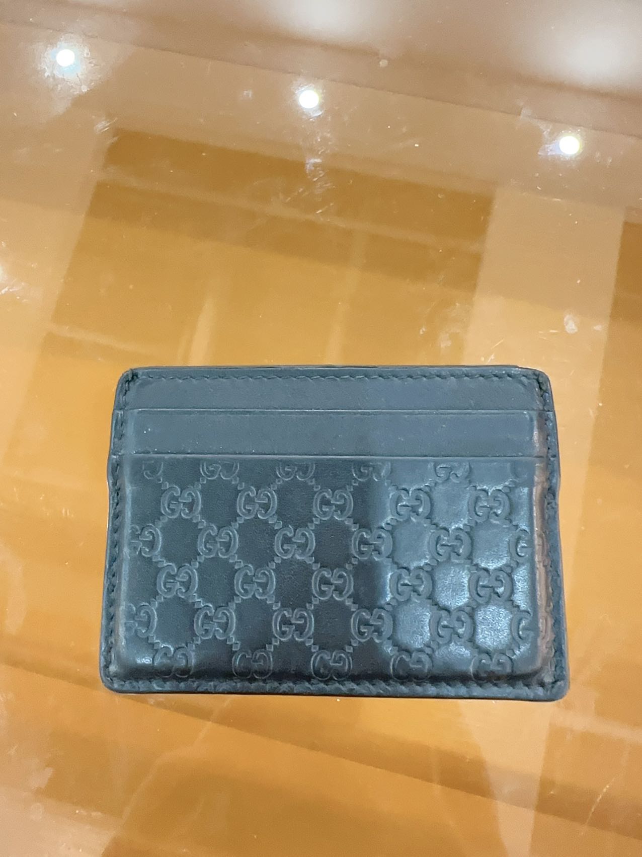 Gucci Black Leather Guccissima Card Holder
