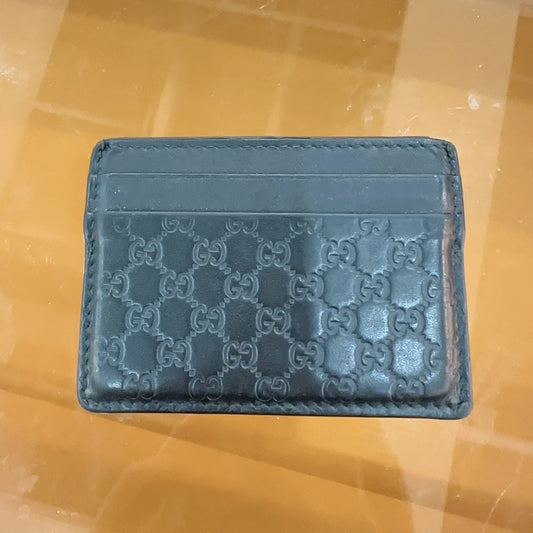 Gucci Black Leather Guccissima Card Holder