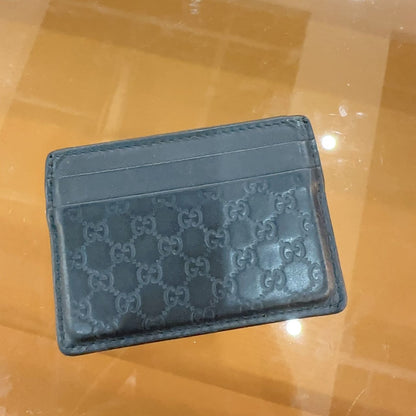 Gucci Black Leather Guccissima Card Holder