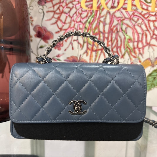Chanel Top Handle Bag Dark Blue