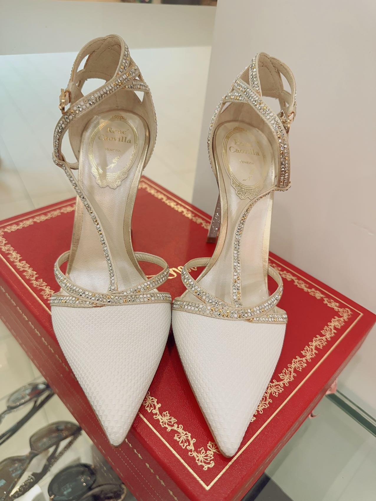 Rene Caovilla Silver ClosedToe SlipOns Wedding shoes size35.5
