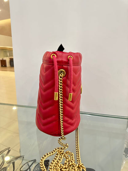 Gucci GG Marmont Mini Bucket Bag Red
