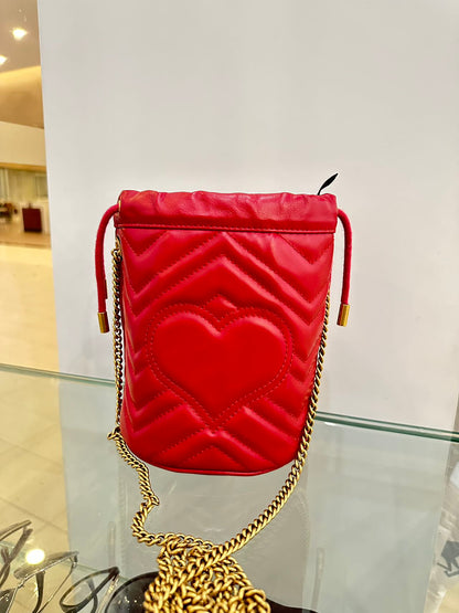 Gucci GG Marmont Mini Bucket Bag Red