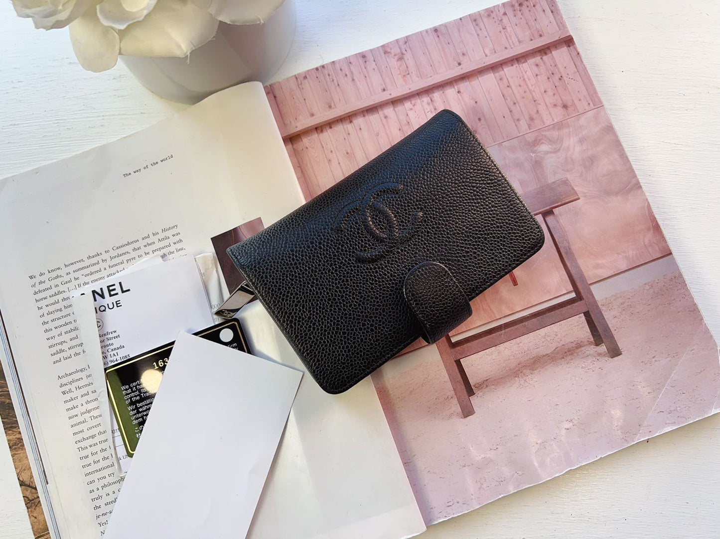 Chanel Black Caviar Timeless French Wallet