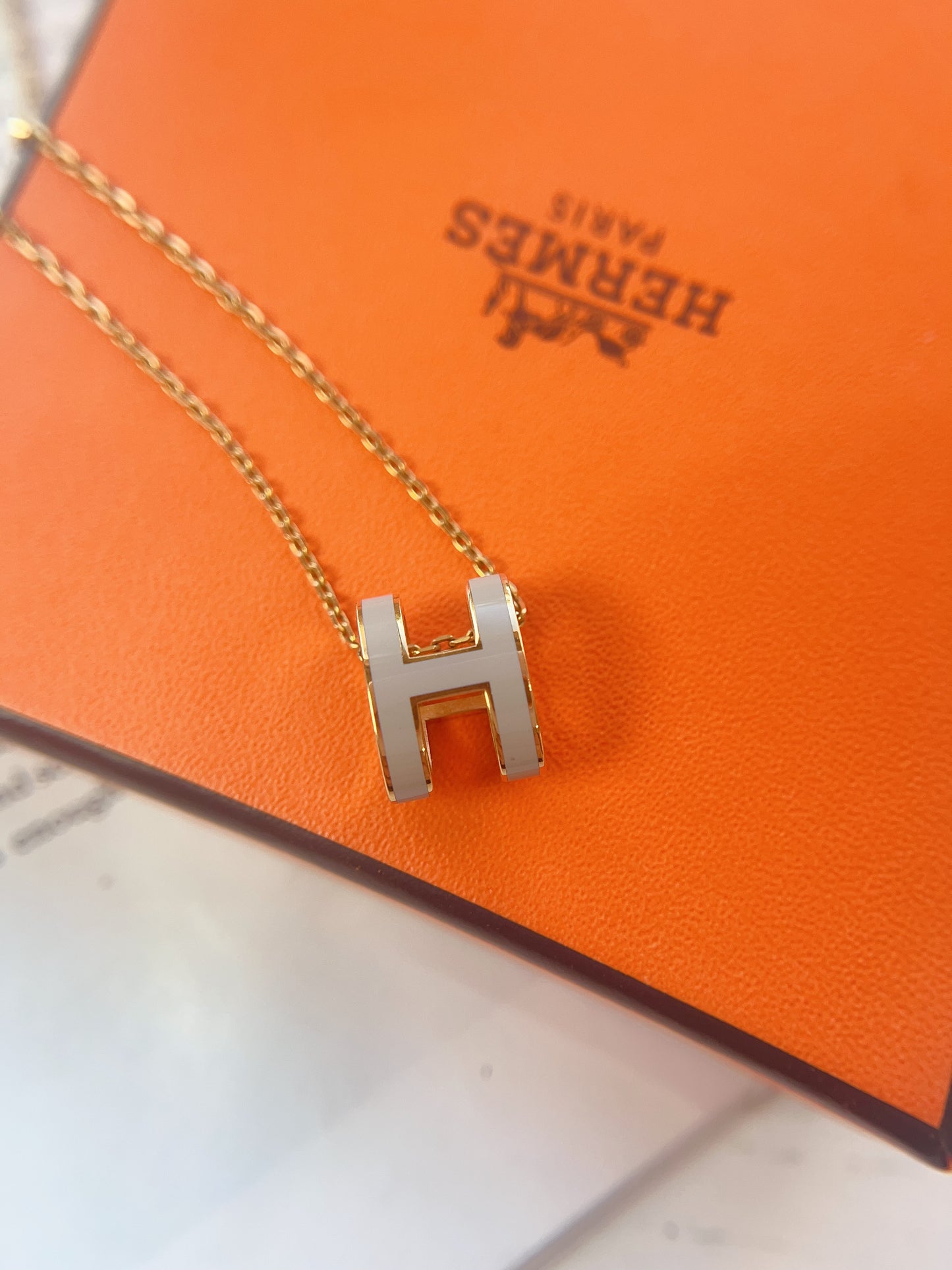 Hermes Gold Pop H Pendant Necklace