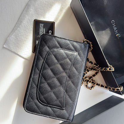 Chanel-Caviar-Classic-Quilted-Wallet-On-Chain-Black-Back