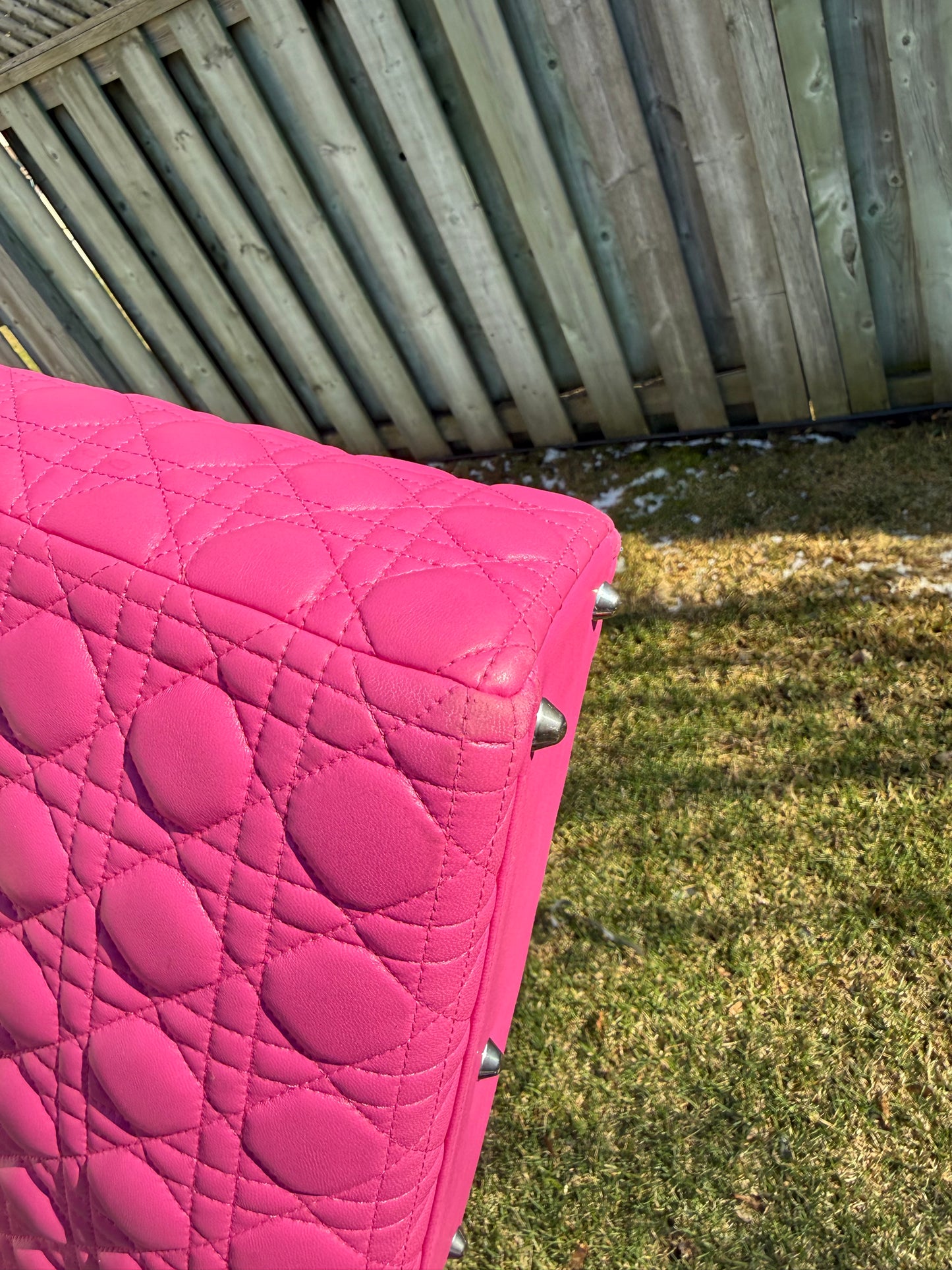 DIOR Lambskin Large Lady Dior Hot Pink