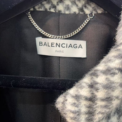 BALENCIAGA Grey Wool Mohair PLAID Coat Jacket 36