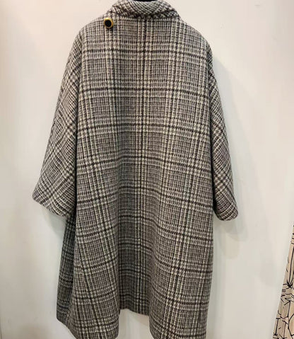 BALENCIAGA Grey Wool Mohair PLAID Coat Jacket 36