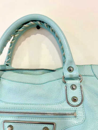 Balenciaga Metallic Edge Hardware City Bleu Azur