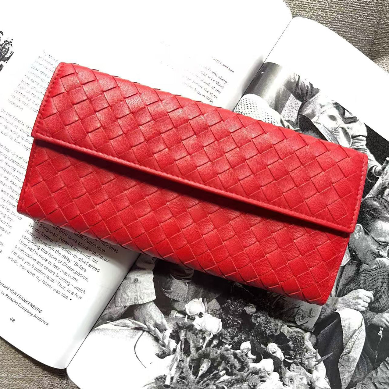 Bottega Veneta Intrecciato Weave Leather Continental Wallet