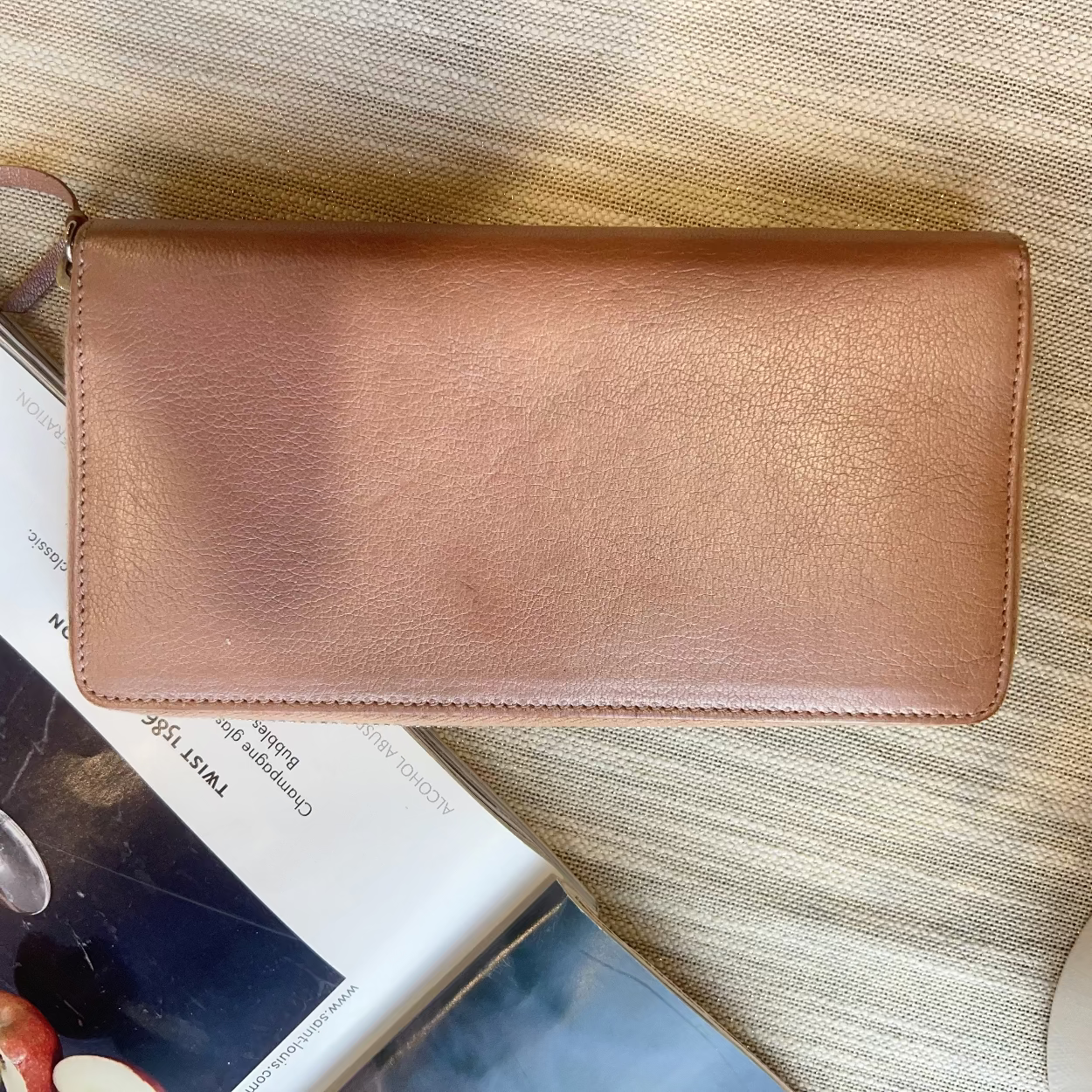 Balenciaga Blush Pink Leather Gold Edge Zippy Wallet