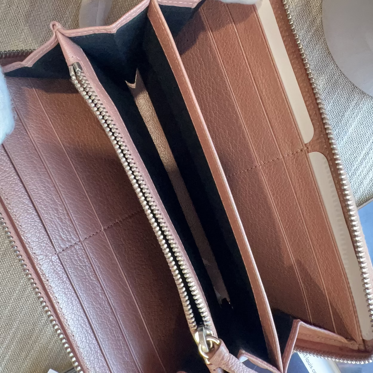 Balenciaga Blush Pink Leather Gold Edge Zippy Wallet