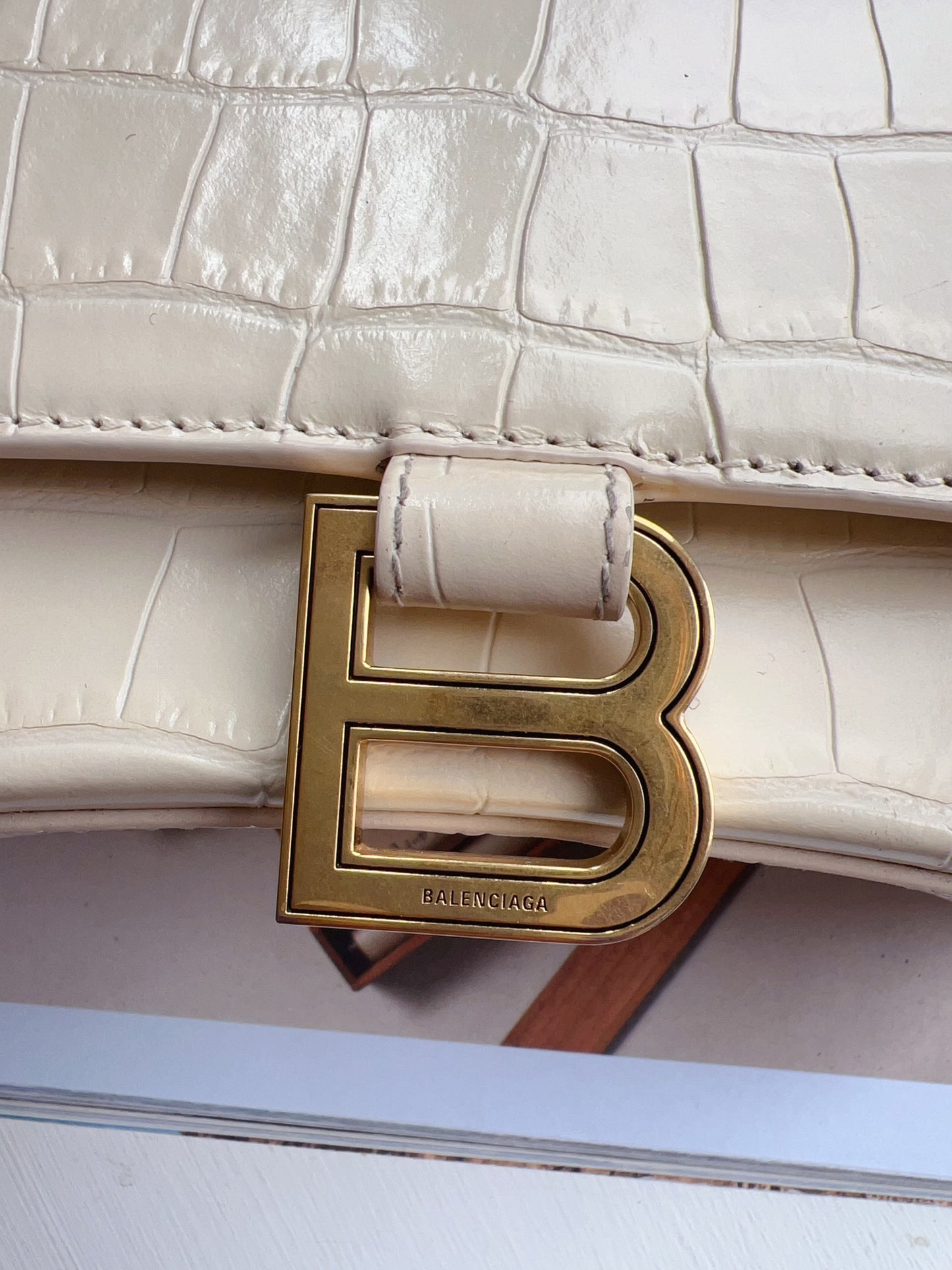 Balenciaga Embossed Hourglass S Top Handle Bag