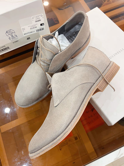 Brunello Cucinelli Light Grey Suede Derby Size40