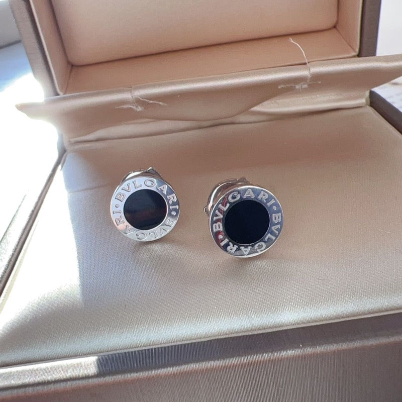 Bvlgari 18K White Gold Onyx Stud Earrings 2022