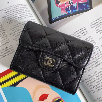 CHANEL Caviar Classic Flap Card Holder Black