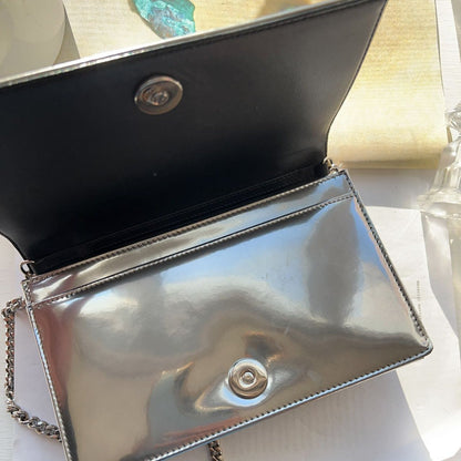 CHRISTIAN DIOR Metallic Patent Micro-Cannage Diorama Pouch