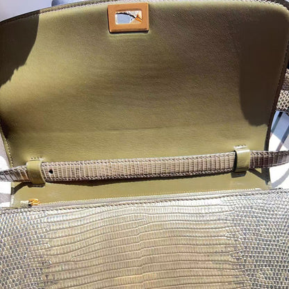 Celine Lizard Medium Classic Box Flap Bag Brown