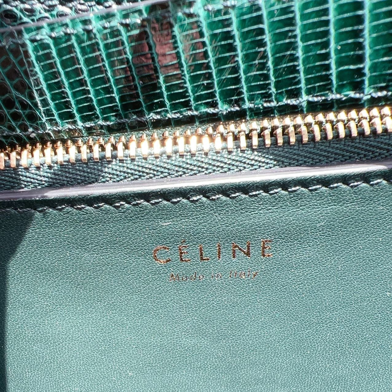 Celine Lizard Medium Classic Box Flap Bag Dark Green