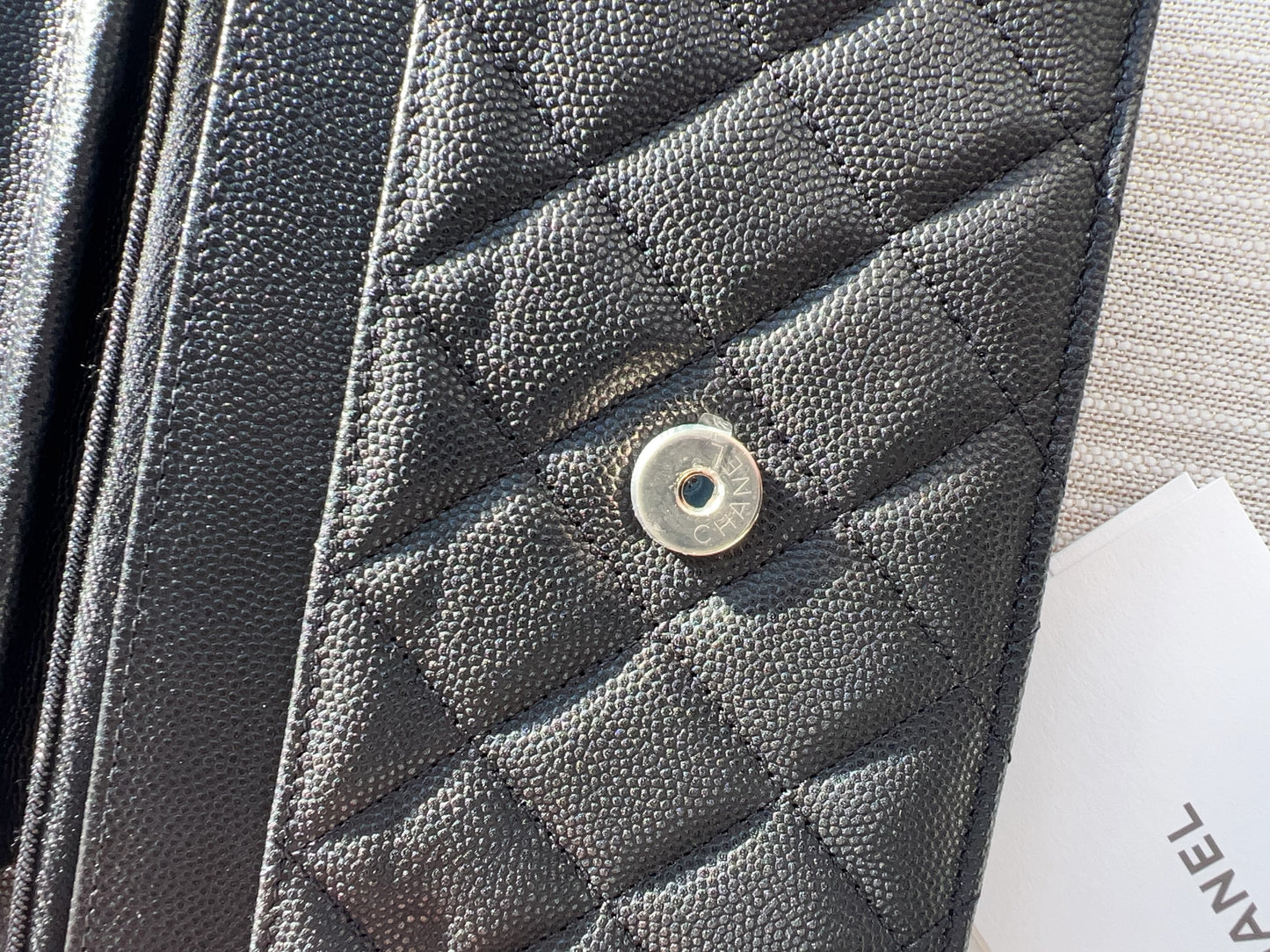 Chanel Black Caviar Leather Shoulder Wallet