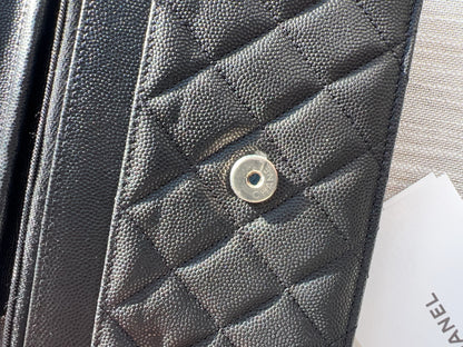 Chanel Black Caviar Leather Shoulder Wallet
