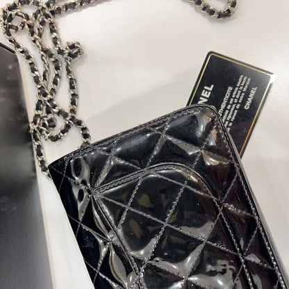 Chanel Black Patent Classic Wallet On Chain (WOC)