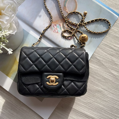Chanel Black Quilted Lambskin Pearl Crush Mini Flap Bag