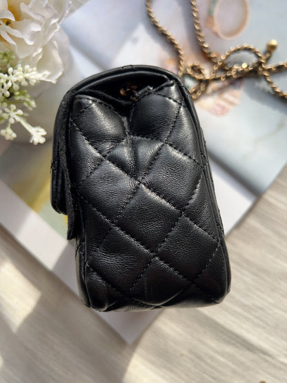 Chanel Black Quilted Lambskin Pearl Crush Mini Flap Bag