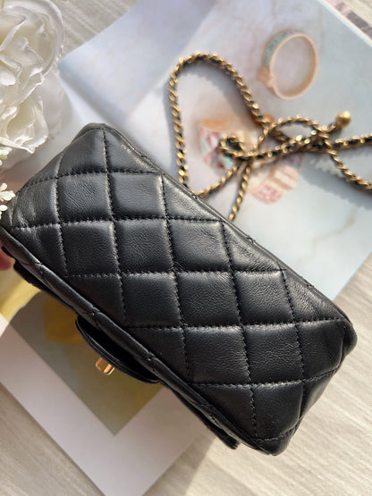 Chanel Black Quilted Lambskin Pearl Crush Mini Flap Bag
