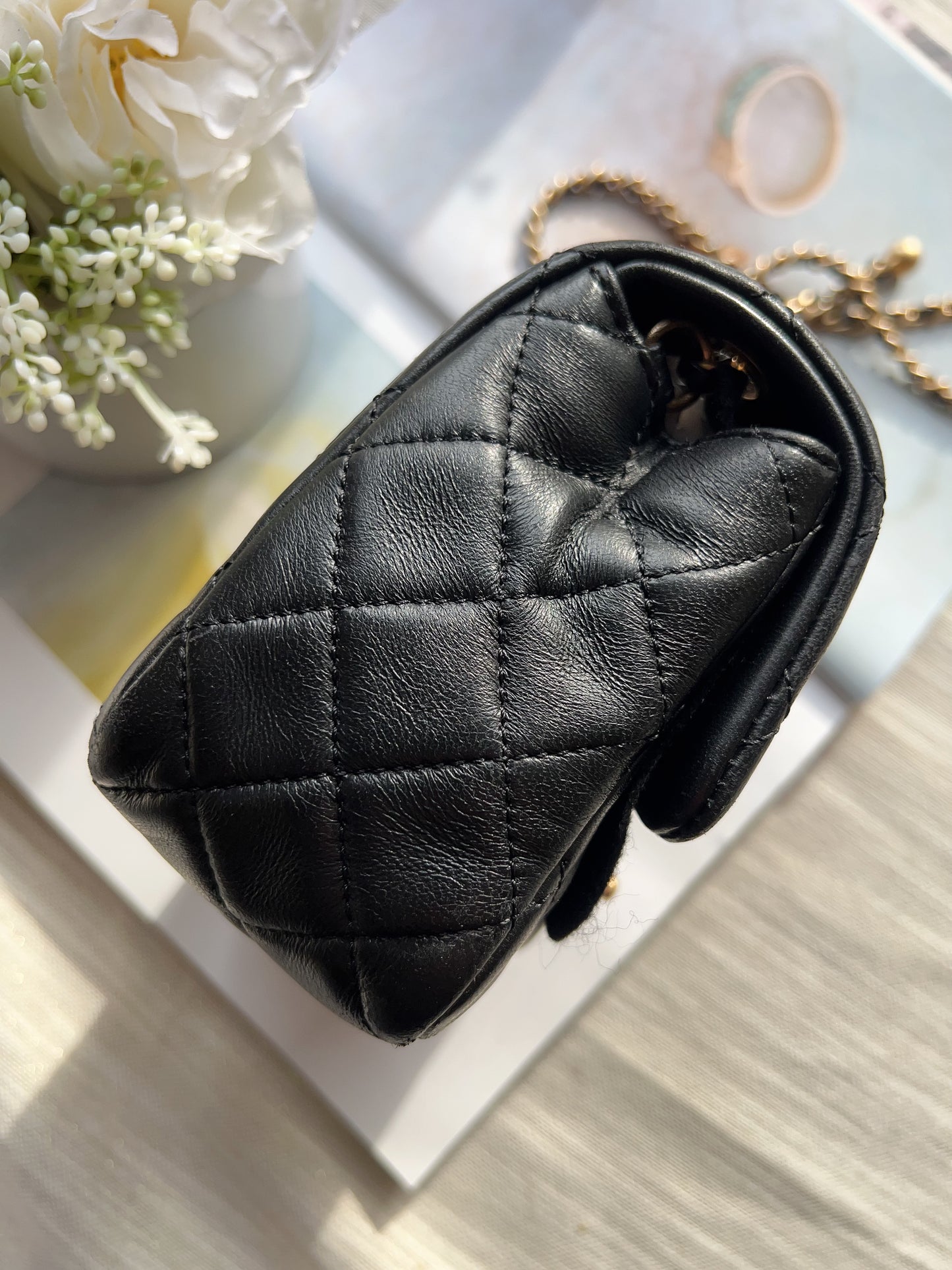 Chanel Black Quilted Lambskin Pearl Crush Mini Flap Bag
