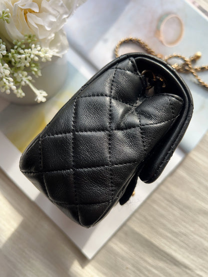 Chanel Black Quilted Lambskin Pearl Crush Mini Flap Bag