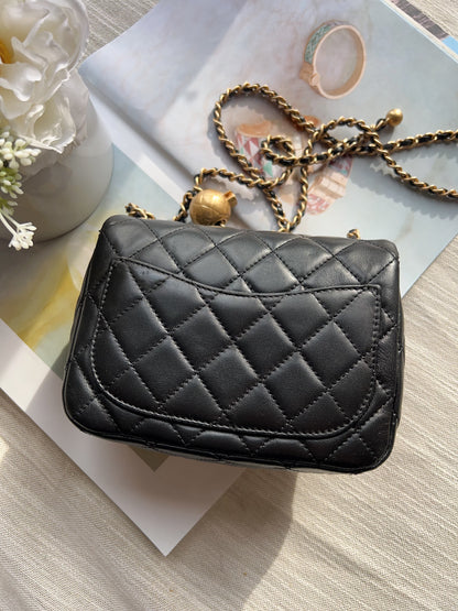 Chanel Black Quilted Lambskin Pearl Crush Mini Flap Bag