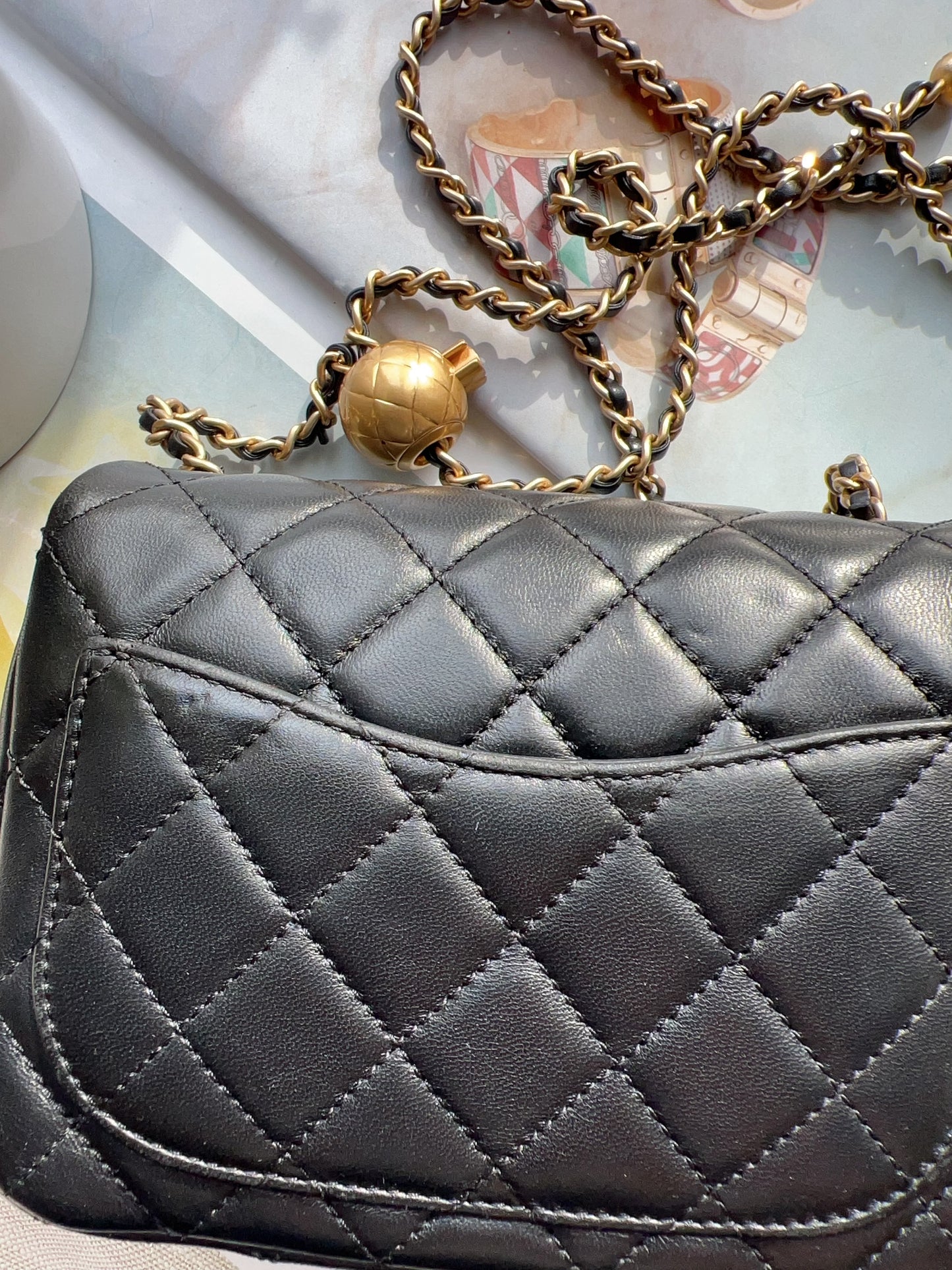 Chanel Black Quilted Lambskin Pearl Crush Mini Flap Bag
