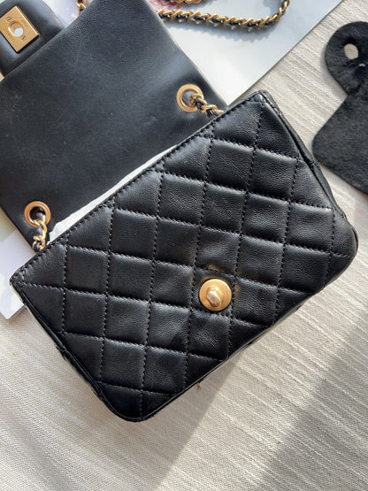 Chanel Black Quilted Lambskin Pearl Crush Mini Flap Bag