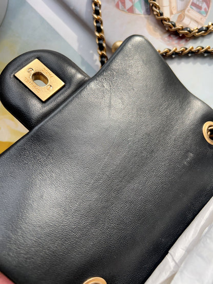 Chanel Black Quilted Lambskin Pearl Crush Mini Flap Bag