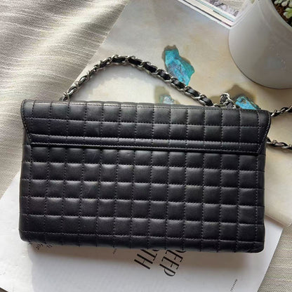Chanel Black Square Quilted Patent & Leather Camellia No.5 Flap Bag